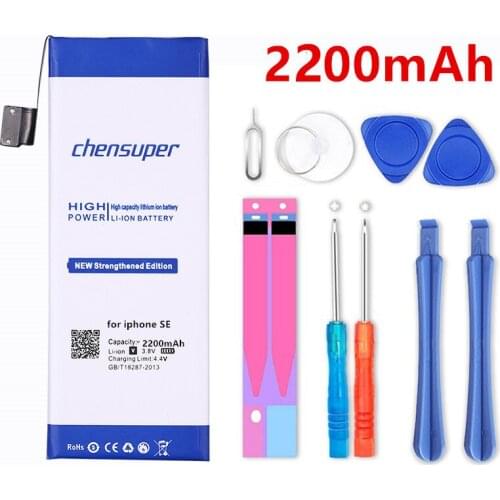 Chensuper new Top Brand 100% New 2200mAh Battery for iphone SE free tools+Sticker + free gift