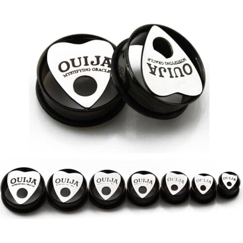 Pair Ouija Ear Plug Eyelet Single Flared Flesh Tunnel Ear Plugs Expander Stretchers Gauges Earrings Body Jewelry