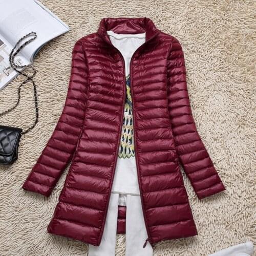 Autumn Winter White Duck Down Parkas Women Ultra Light Down Jacket Medium Long Outerwear Warm Slim Coat Plus Size S~4XL AB458