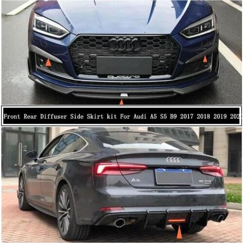 For Audi A5 S5 B9 2017 2018 2019 2020 Carbon Fiber Front Rear Bumper Diffuser Lip Spoiler Body Side Skirt kit Wind knife Aprons