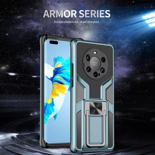 Luxury Business Shockproof Car Magnetic Ring Holder Metal Armor Mobile Phone Case For Huawei Mate 40 Pro Back Cover Funda Coque