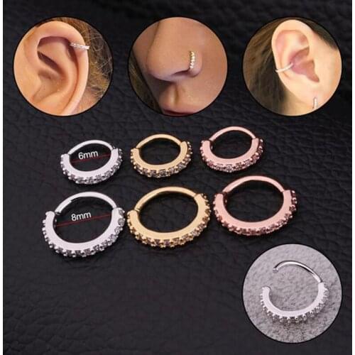 1PC 6/8mm Nose Hoop Helix Cartilage Earring Daith Snug Rook Tragus Ring Ear Stud Body Piercing Jewelry