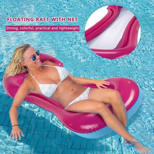 Foldable Inflatable Hammock Back Floating Row Air Mattress Swimming Pool Chair Floating Water Hammock Party Toy Lounge Bed