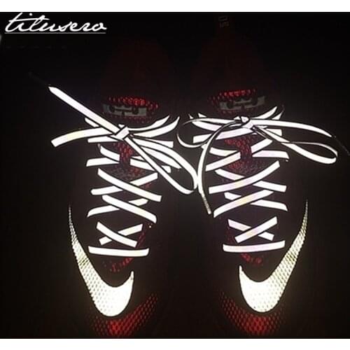 1 pair 100cm Flat 3M Reflective Runner Shoe Laces Safety Luminous Glowing Shoelaces F010