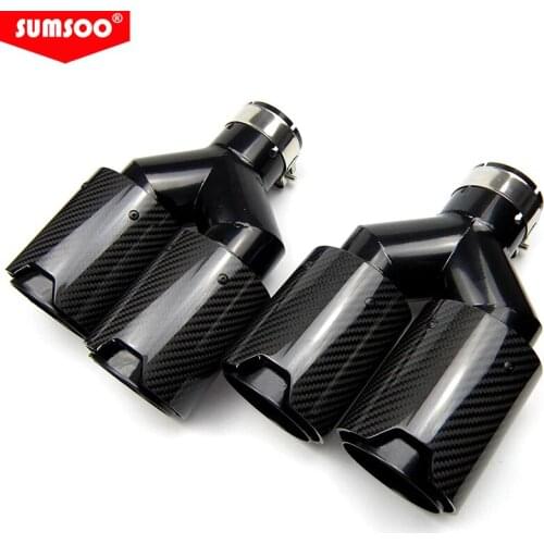 Genuine sumsoo Double-out Muffler Tip black Stainless Universal M performance Carbon Fiber Exhaust Tips End Pipes for BMW Series
