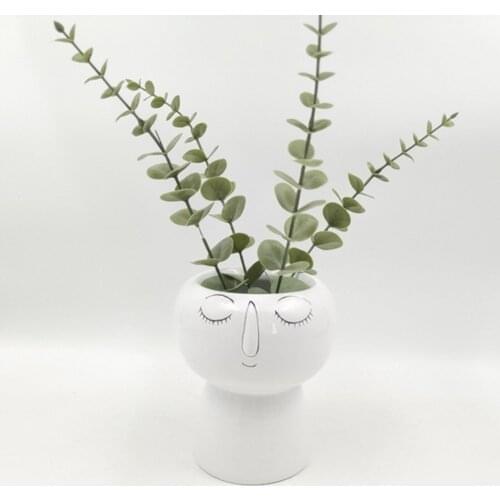 Human Face Vase Decoration Ceramics Flower Pot Modern Figure Sculpture Crafts Storage Flower Arrangement Container Ornaments