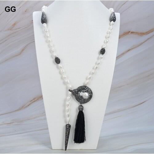 GuaiGuai Jewelry 35'' White Baroque Pearl Keshi Pearl Pendant Necklace