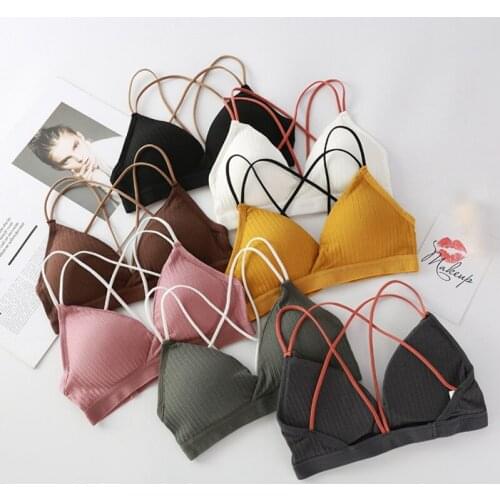 Ladies Beautiful Back Underwear Cross Gathered Sling Sexy Vest No Steel Ring Bra Sling Women Gather Gym Fitness Bras Tube Top