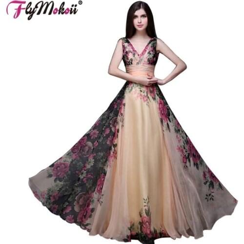 2020 Plus Size XXL Sleeveless Summer Vintage Floral Dress High Waist V-neck Long Dresses Robe Female Elegant Evening Party Dress