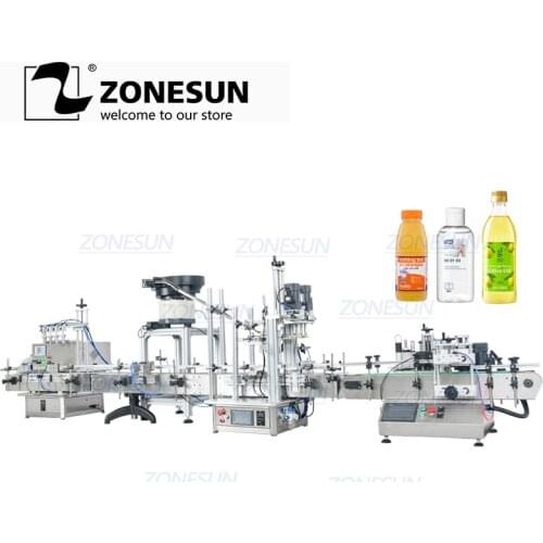 ZONESUN ZS-FAL180C10 Production Line Peristaltic Pump Liquid Filling Capping And Labeling Machine Line With Vibratory Bowl