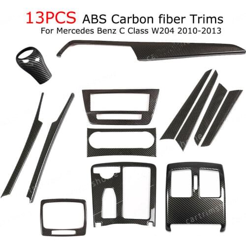 13*Carbon Fiber ABS Interior Central Console Cover For Benz C Class W204 2008-13