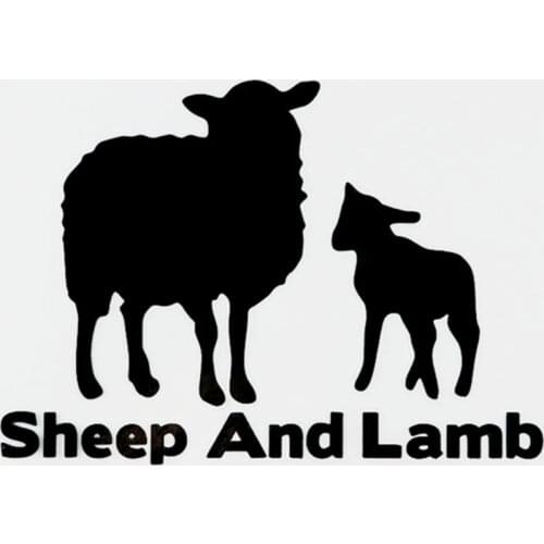 13CM×9.2CM Interesting Animal Sheep And Lamb Vinyl Car Sticker Decal Black/Silver