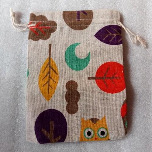 20pcs 13*18cm Cartoon printing multicolor Vintage Sack Burlap Gift Candy Bags Wedding Party Pouch Drawstring Jute Bag Supply