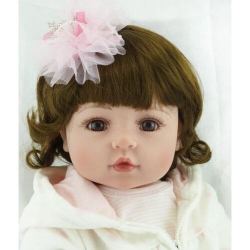 22inch Cute Curls Hair Lifelike Simulation Soft Newborn Bonecas Bebe Princess Doll Kids Toy Silicone Reborn Baby Dolls