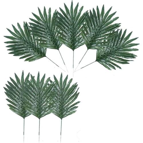 32Pcs Artificial Tropical Palm Leaves with Stems Luau Party Decoration Faux Palm Leaves Safari Leaves for Hawaiian Party