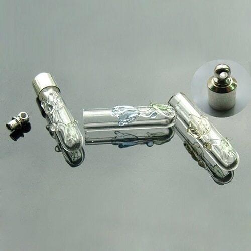 6MM Tube Rose With Screw Cap Rice Pendant Vial Pendant Glass Vial Pendant Necklace Pendant jewelry accessory