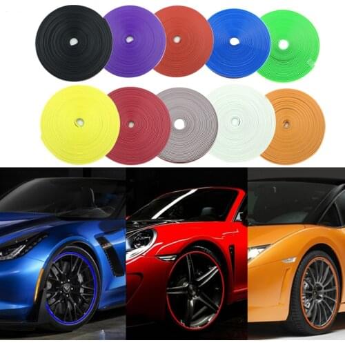 8M Car Stickers Rim Protector Wheel Edge Decorative Strip Tire Protection Care Tire Guard Line Rubber Moulding Trim