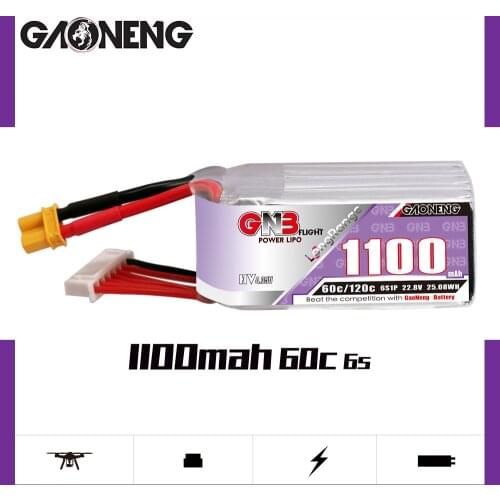 GAONENG GNB 1100mAh 22.8V 6S 60C/120C HV Lipo Battery XT30 or XT60 Plug for FPV Racing Drone RC Models Multicopter Frame Parts