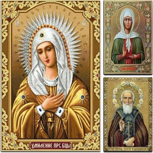 DIY 5D Daimond Painting Mary&Little Jesus Mosaic Diamond Embroidery Full Drill Religion Icon Cross Stitch Kits Home Decor Crafts