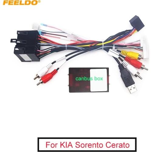 FEELDO Car Radio 16PIN Android Power Calbe With Canbus Box For KIA Sorento Cerato Audio Wiring Harness Adapter