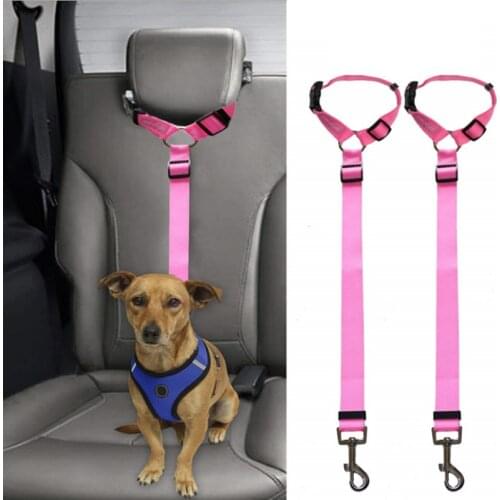 Pet Supplies Car Dog Seat Belt Headrest Restraint Belt Adjustable Cushioning Elastic Safety Rope For Dog Cat Accessories