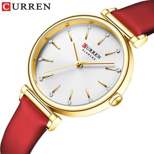 CURREN Female Pearl Dial Quartz Women Watch Gold White Leather Ladies Watch Reloj Mujer Women Day Gift Watches Zegarek Damski