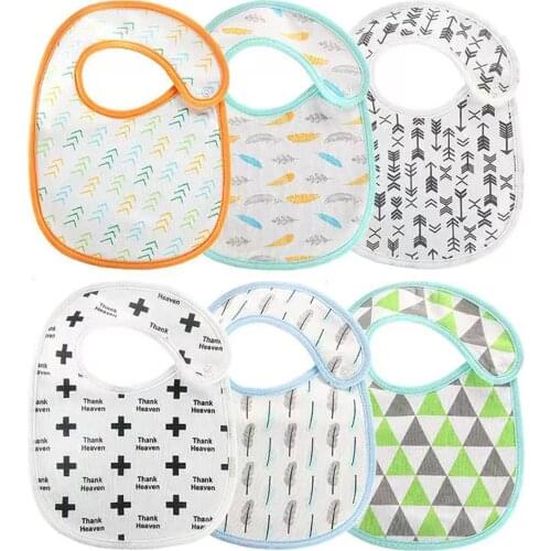 Baby Bibs Boys And Girls Cotton Cartoon Print Waterproof Bib Feeding Accessories Newborn Burp Cloths
