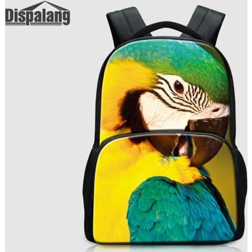 Dispalang 17 Inch Canvas Laptop Backpack For Teenage Girls Unique Parrot Printing Women Rucksack College School Bagpack Knapsack