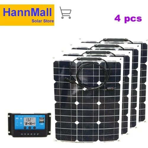 HannMall Flexible Solar Panel 12v 35w Monocrystalline Solar Charger controller Battery Rv Motorhome Camping Car Caravan