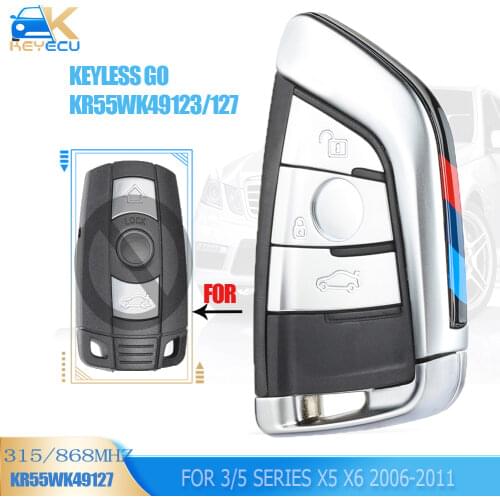 KEYECU Keyless-Go Modify Smart Remote Key 3 Button 315MHz/868MHz PCF7953 for BMW CAS3 3/5 Series X5