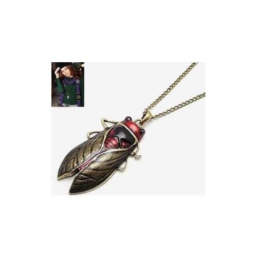Fashion Charm Vintage Bronze Tone Metal Insect Cicada Pendant Sweater Necklace