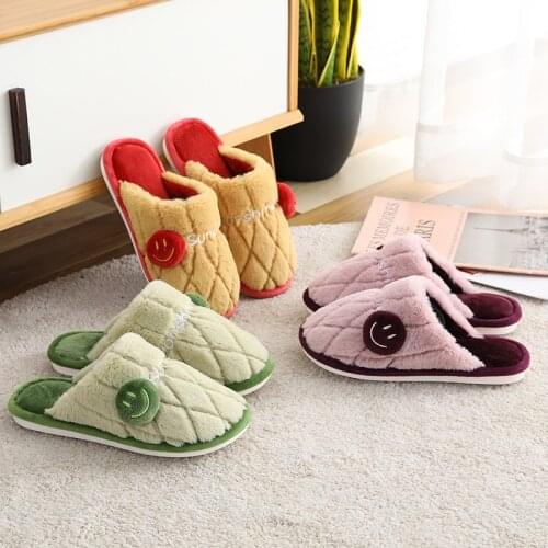 Mens and Womens Autumn and Winter New Slippers, Artificial Fur, Couple Cartoon Home Cotton Slippers