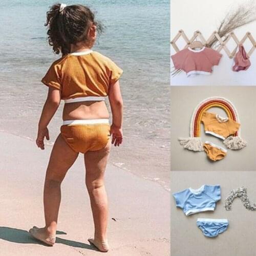 2PCS New Summer Toddler Kids Baby Girls Boys Clothes Set Solid Cotton Top T Shirt Shorts Pants Outfit Summer Beach Kids Clothing