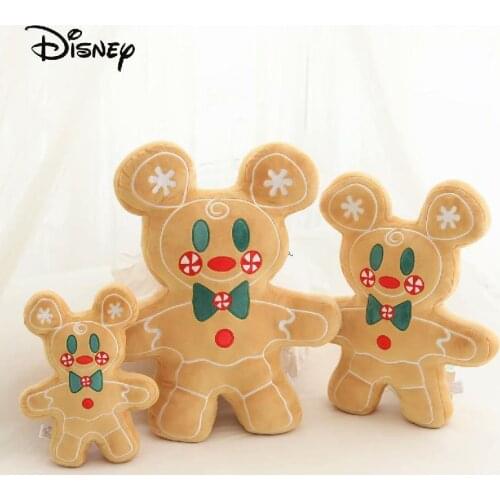 Disney Mickey Gingerbread Man Plush Doll Pillow Soft Cute Cartoon Biscuit Cushion Christmas New Year Gift Girls Kid Girlfriend