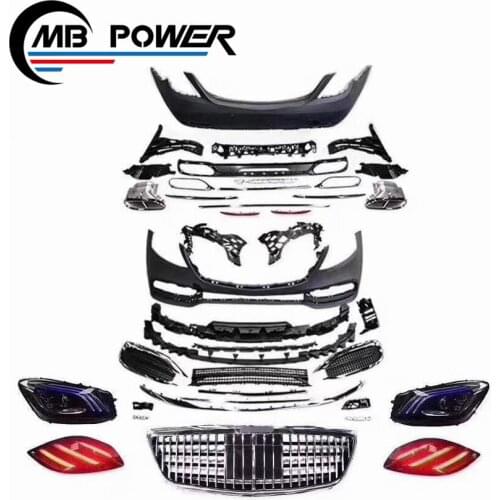 Populer S-class W222 to MAY style body kits for 14-19year with lights grille rear diffuser front lip S560 S450 S500 car kits