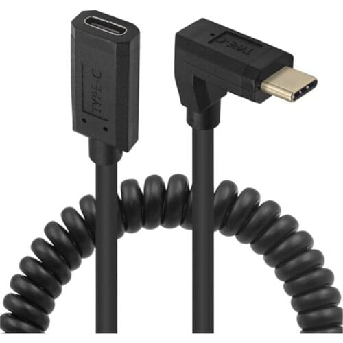 Gold Plated Spring Retractable 10Gbps Gen2 Type-C USB 3.1 Male To USB-C Female Extension Data PD Charging Cable Extender Cord