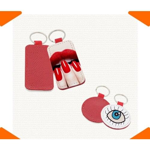 Blank keychains for sublimation round key ring jewelry for heat tranfer printing custom blank Snakeskin pattern jewelry