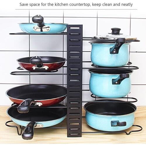 Adjustable Pot Lid Holders 8 Tiers Pot Rack Organizers Pot and Pan Organizer for Cabinet Kitchen Counter Organizer for Pot Pan