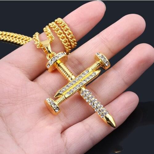 RJ Hot Sale Punk Cross Nails Styling Necklaces Pendants Hip Hop Harajuku Streetwear Unisex Cross Choker Women Nightclub Jewelry