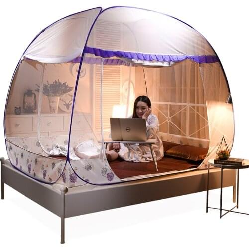 Folding Mosquito Net Double bed curtain Mongolian Yurt Mosquito Curtain Flower Pattern Insert Netting Portable Mosquito Net L