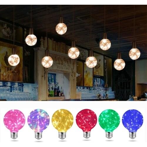 LED Copper Wire Bulb String E27 220V Copper Light Bulb RGB White Yellow Pink Purple Holiday Party Home Decor Night Light Lamp