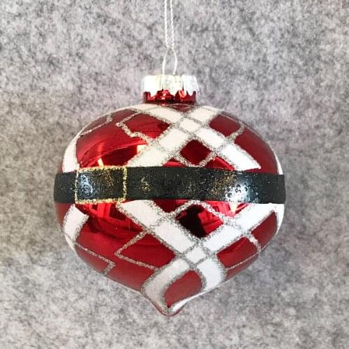 Christmas tree decoration glass ornament shopping mall window display 8cm bright red belt onion ball