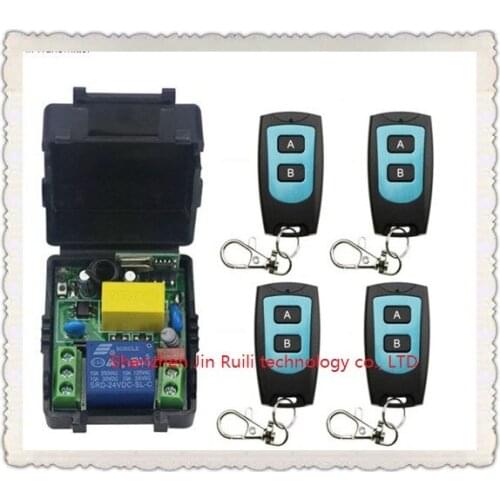 Universal AC220V 1CH 10A Remote Control Switch Relay Output Radio Receiver Module and 4&Waterproof Transmitter Toggle Momentary