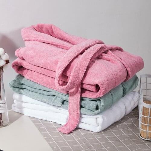 Thickened Cotton Towel Bathrobes European Style Five-Star Hotel Quality Cotton Yukata Extra Thick Autumn Winter White Nightgown
