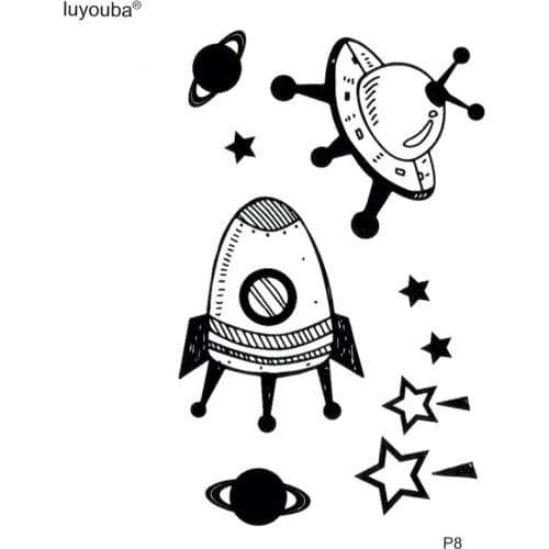 Spacecraft Waterproof Temporary Tattoos Men UFO Fake Tattoo The flash Tatoo Stickers Harajuku Meteor Kids Tattoo Faux Tatouage