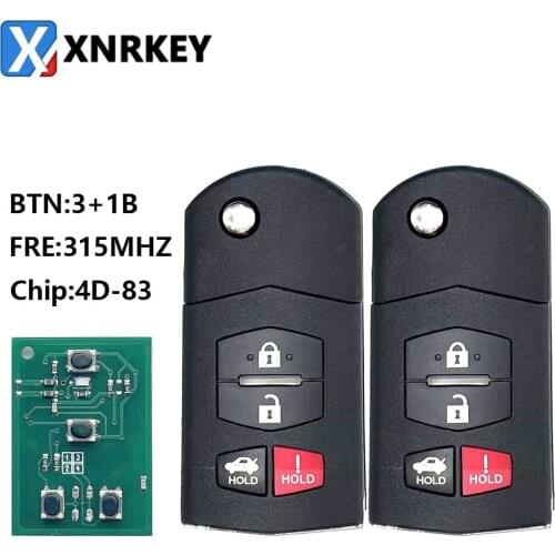 315Mhz 4D63 BGBX1T478 SKE125-01 Flip 3+1 Button Remote Key Fob For Mazda 3 6 MX-5 Miata CX-7 CX-9 RX-8