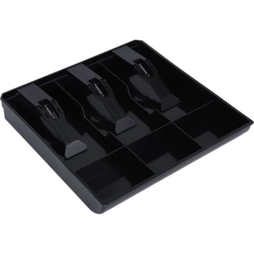 Cash Drawer Register Insert Tray Replacement 3 Bills 3 Coins for Petty Cash Money Black Plastic Storage Box N0PA