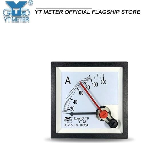 Yt72 6 times overload explosion-proof ammeter double pin AC instrument 50/75/100/150/200/250/300/400/500/5a pointer exeiict6 AC