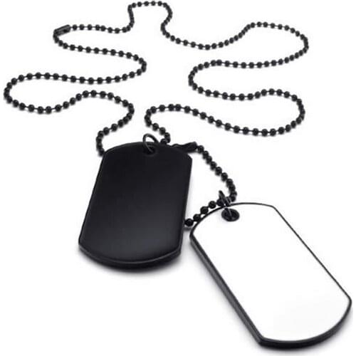 Jewelry Mens Necklace, 2 Military Identifiers Army Style Dog Tag Pendant with 68cm Necklace, White Black