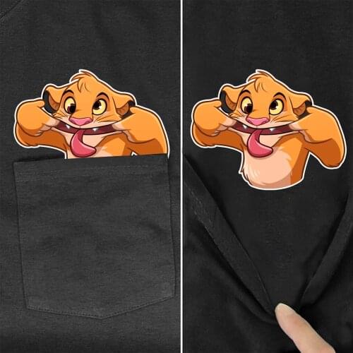 CLOOCL Funny Cotton T-Shirt Pocket Animal Lion Printed T-Shirt Harajuku Casual Tops Hip Hop Sweatshirt Cotton Tees Drop Shipping